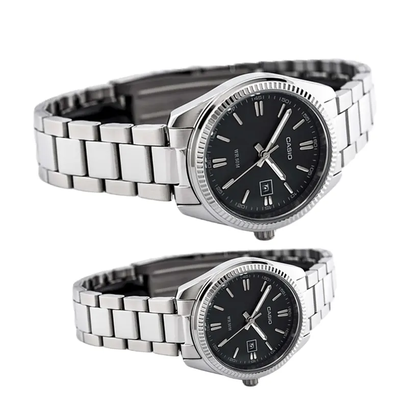 Casio MTP-1302D-1A1V - LTP-1302D-1A1 Black DIal Couple Watch Set